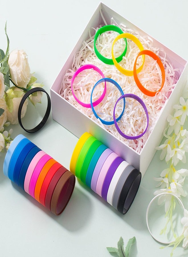 CYCLUSIVE 20 Pieces Rubber Bracelets Solid Color Silicone Wristbands Colored Rubber Stretch Bracelets for Women Men Teen Gifts - Image 2